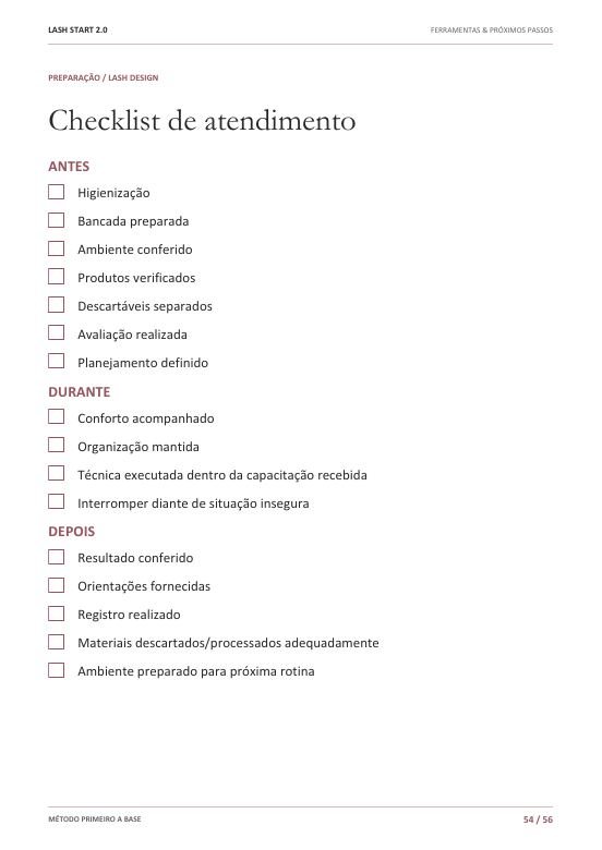 Página real: Checklist de Atendimento